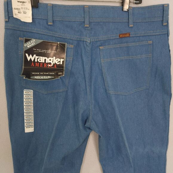 Vintage Wrangler Jeans Pants Mens 40x32 Flared Wide Leg Denim Blue Stretch USA - Picture 16 of 16